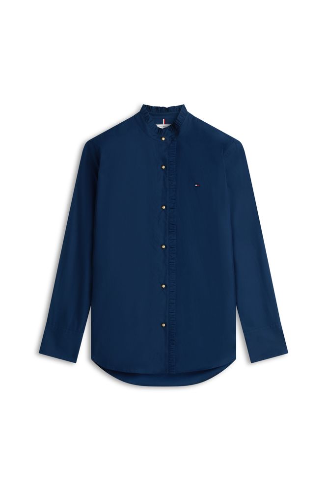 Tommy Hilfiger Poplin Ruffle Shirt Navy