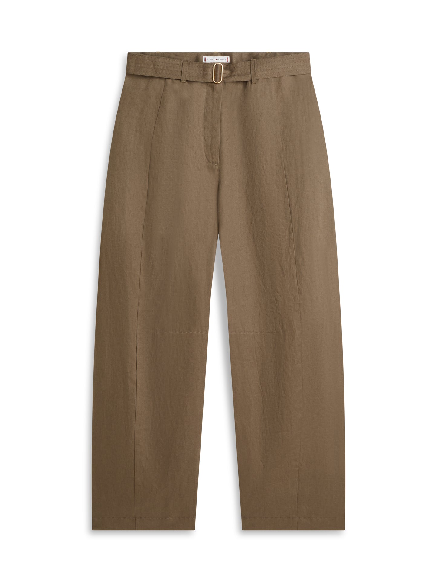 Tommy Hilfiger Linen Barrel Leg Trousers Olive