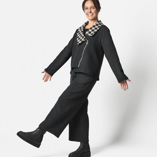 My Soul Checked Collar Crincle Jacket Black/Check