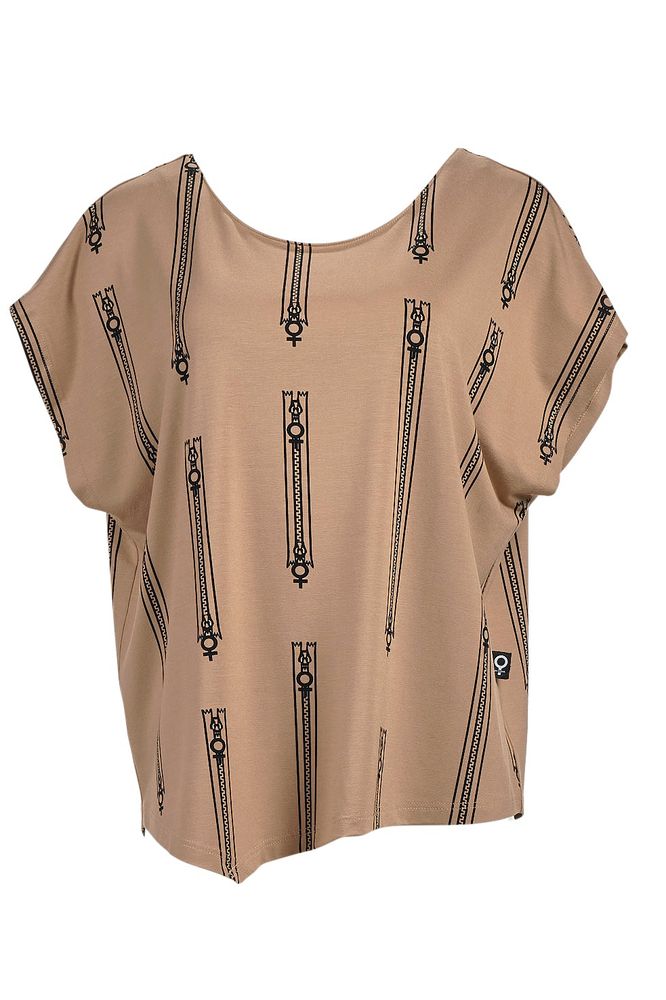 My Soul Zipper Print Top Sand