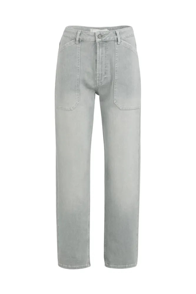 YAYA Wide Leg Cargo Jeans Mid Grey Denim