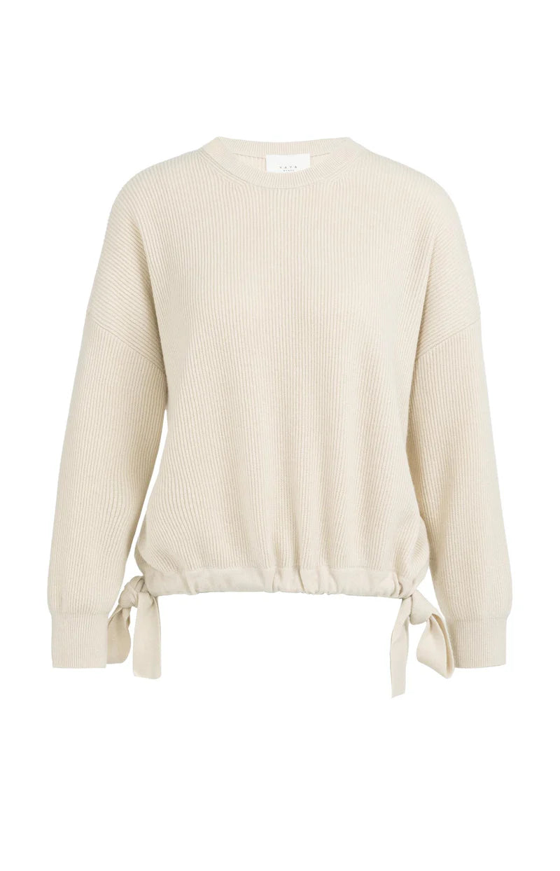 YAYA Sweater with Tie Detail Kit Beige