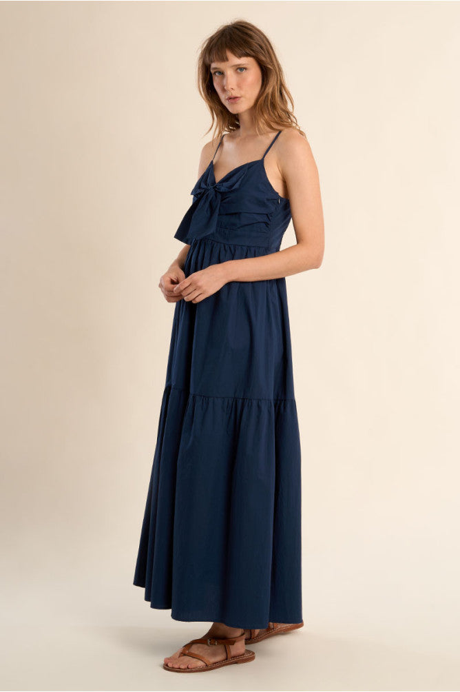 Molly Bracken Long Knotted Dress Navy