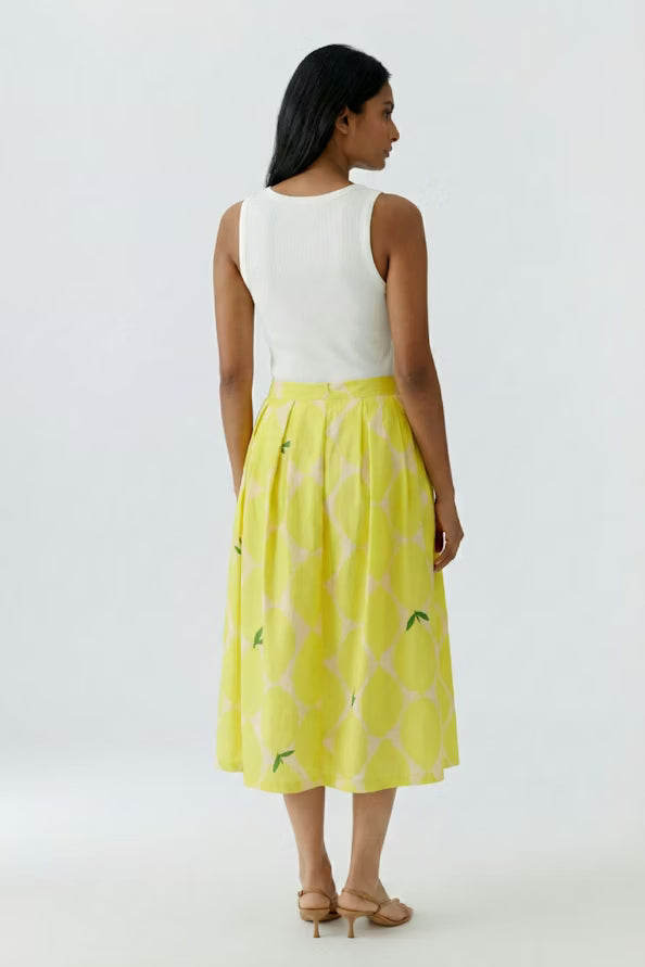 Oui Yellow Detailed Skirt 97356