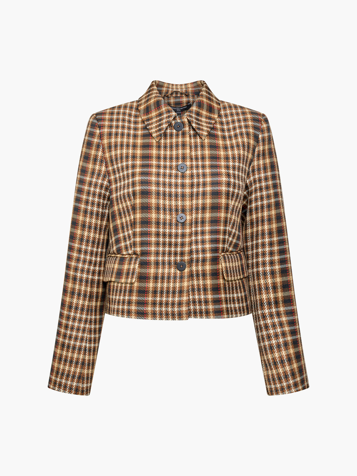 French Connection Tasha Check Blazer-Tan Brown