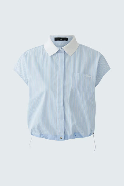 Oui Blue White Blouse 97228
