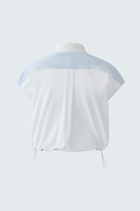 Oui Blue White Blouse 97228