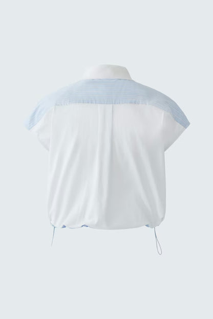 Oui Blue White Blouse 97228