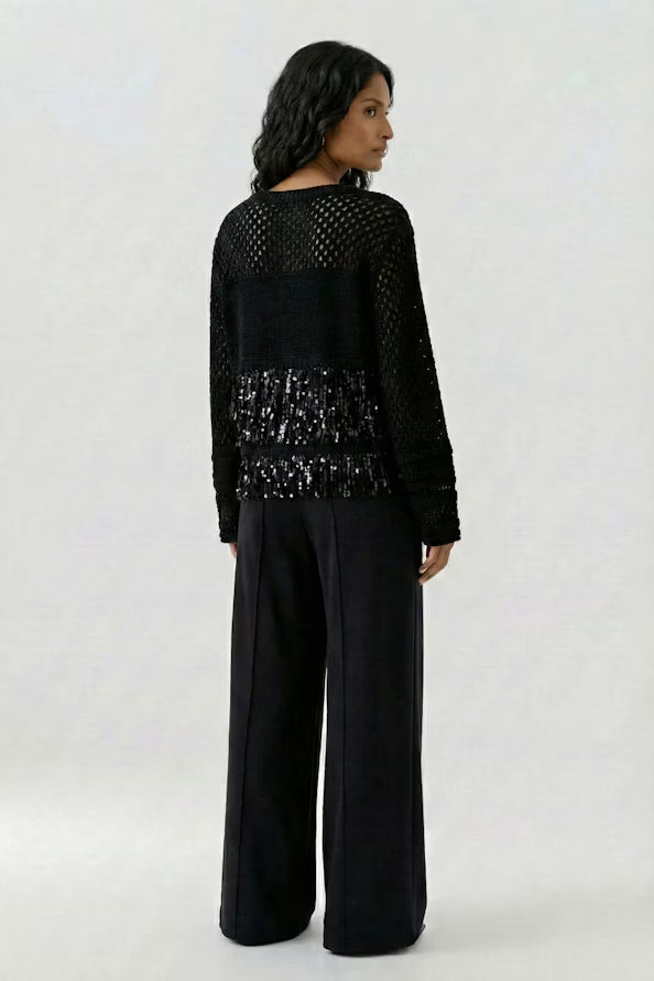 Oui Sequin Fringe Detail-Black 97915