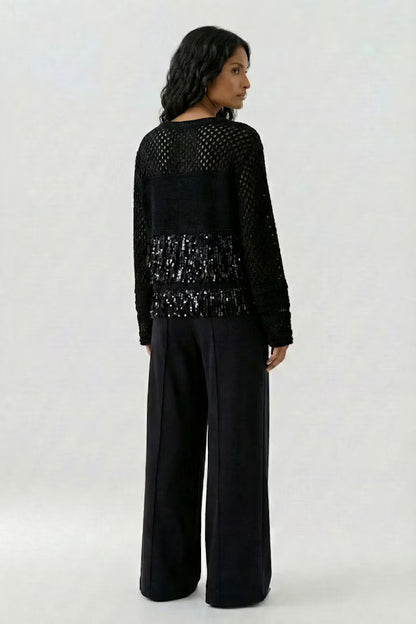 Oui Sequin Fringe Detail-Black 97915