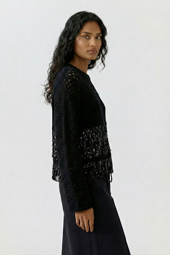Oui Sequin Fringe Detail-Black 97915