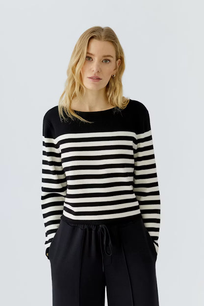 Oui Striped Pullover-Black/Off White 97919