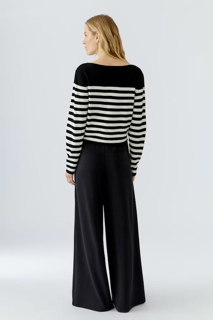Oui Striped Pullover-Black/Off White 97919