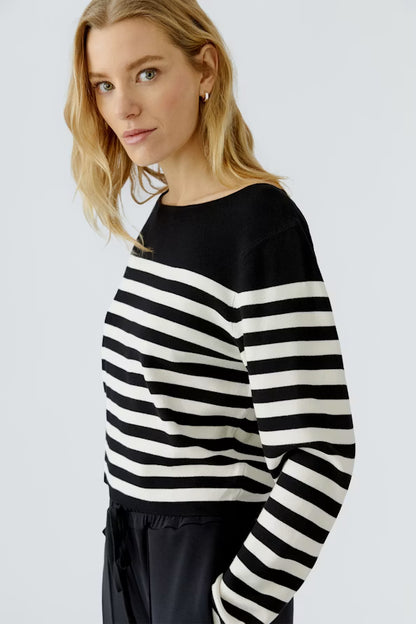 Oui Striped Pullover-Black/Off White 97919
