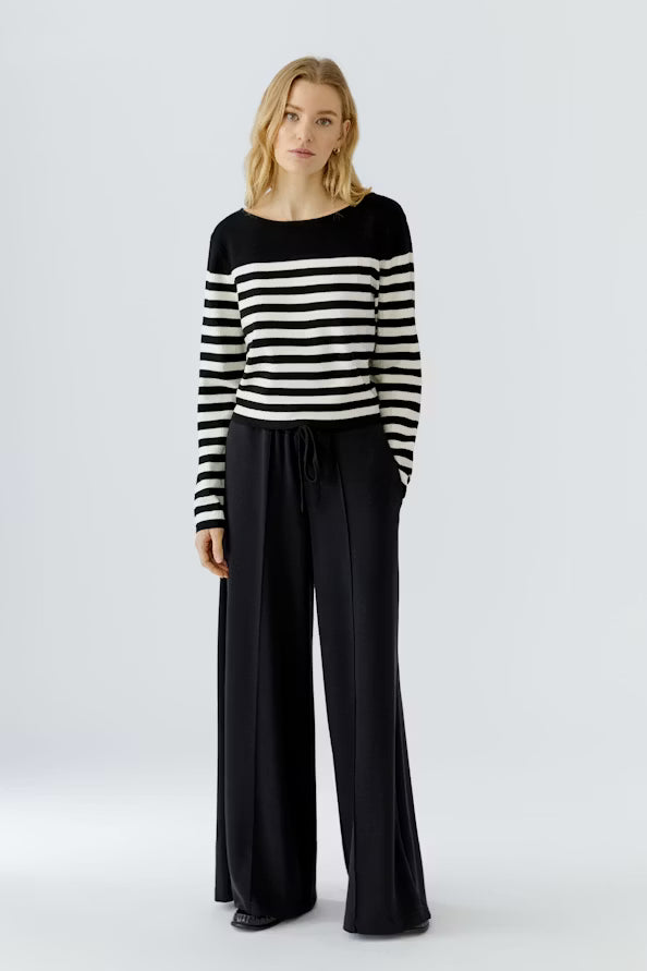 Oui Striped Pullover-Black/Off White 97919
