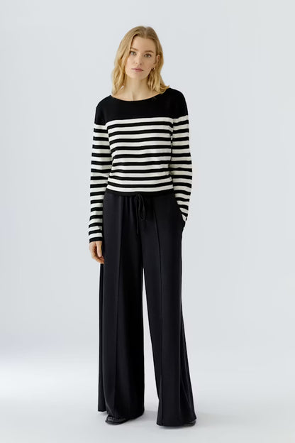 Oui Striped Pullover-Black/Off White 97919
