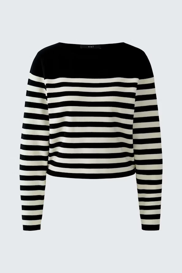 Oui Striped Pullover-Black/Off White 97919