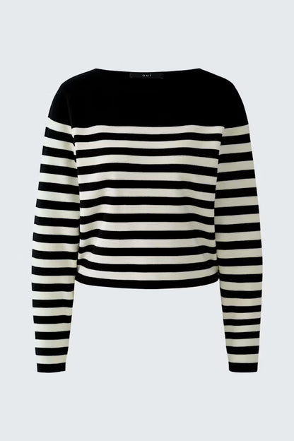 Oui Striped Pullover-Black/Off White 97919