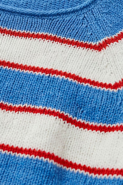 Oui Striped 3/4 Sleeve Pullover 97923