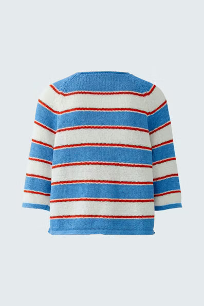 Oui Striped 3/4 Sleeve Pullover 97923