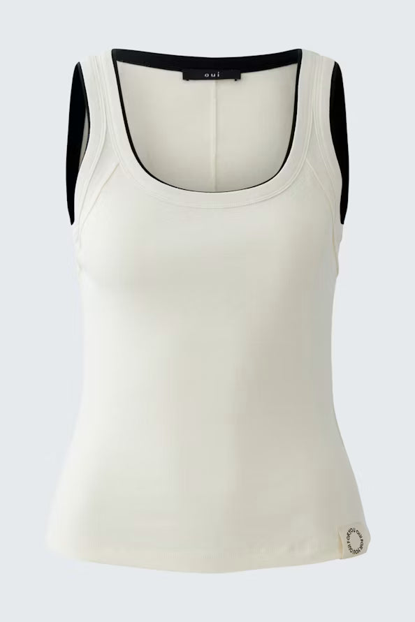 Oui White/Black Tank Top-98631