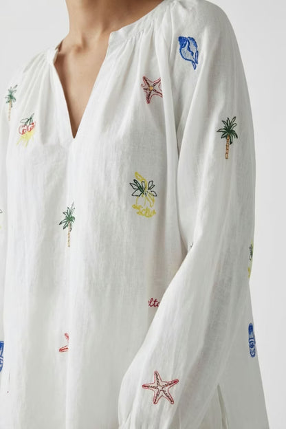 Oui Embroidered Detail Tunic 99238