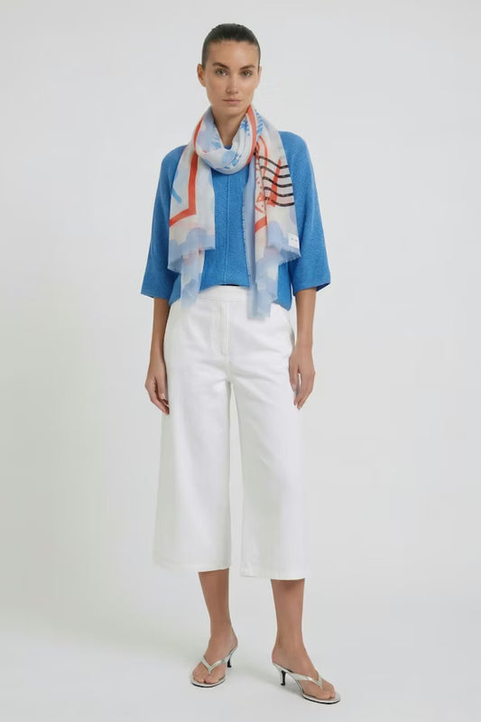 Oui White/Blue Scarf 99254
