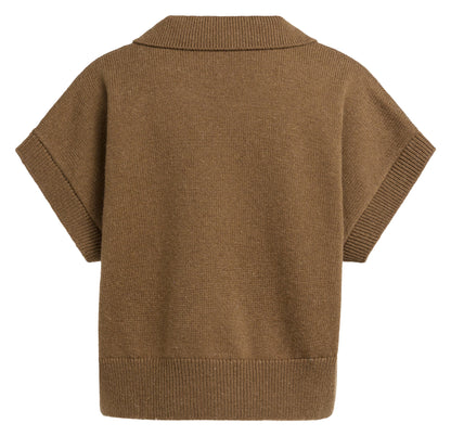 YAYA Knitted Spencer Teak Brown Melange