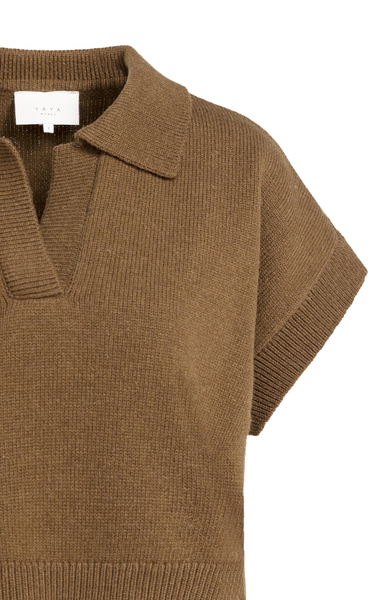 YAYA Knitted Spencer Teak Brown Melange