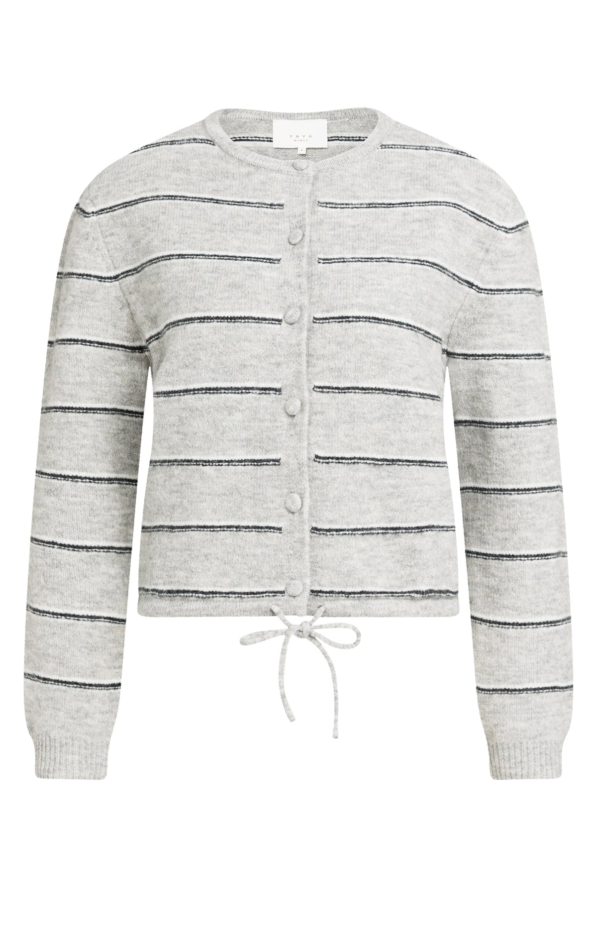 YAYA Stripe Cardigan Medium Grey Melange