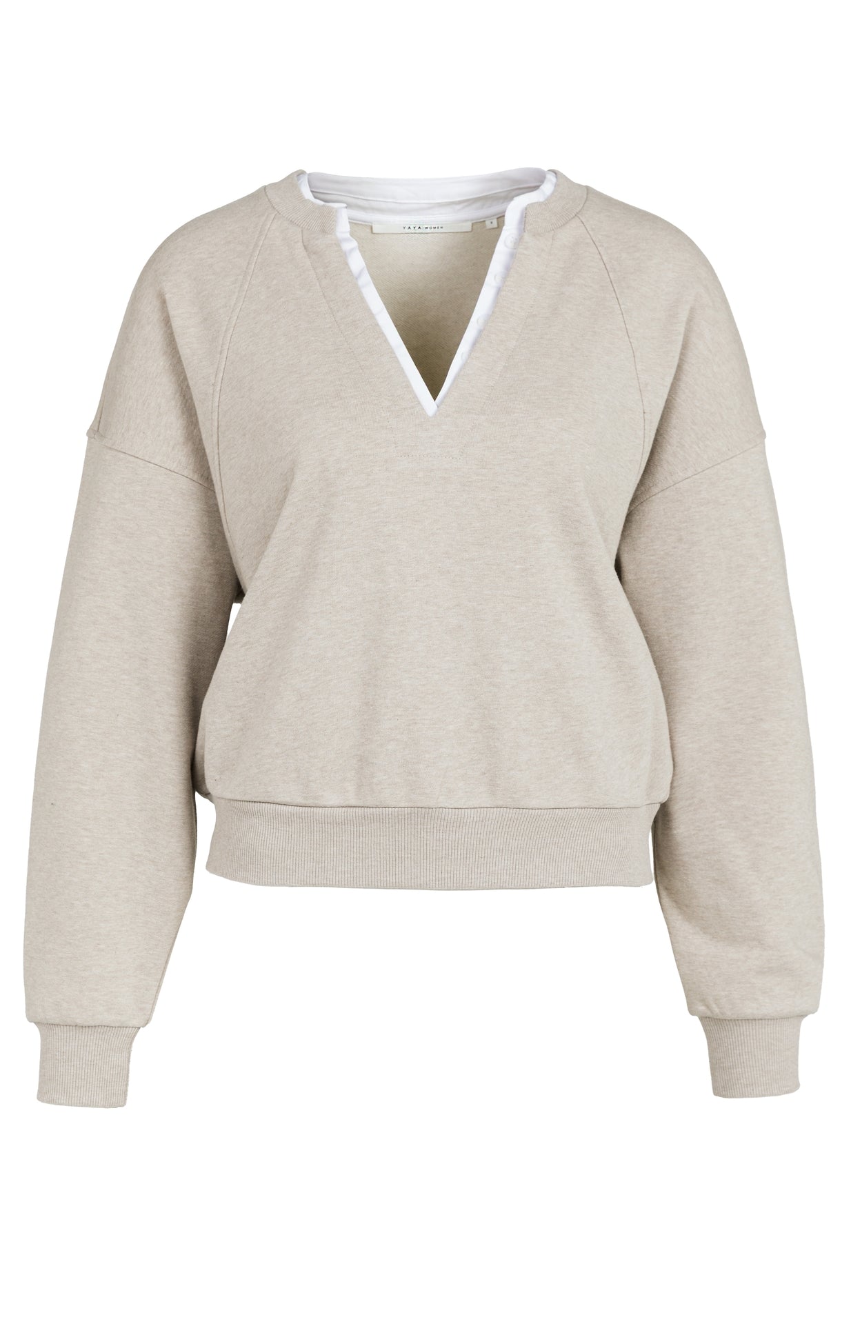 YAYA V-neck Sweatshirt Grey Melange