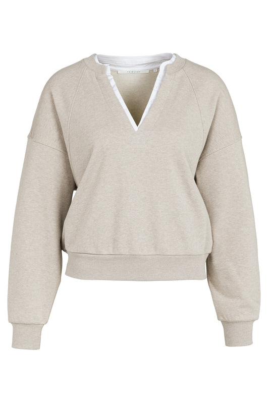 YAYA V-neck Sweatshirt Grey Melange