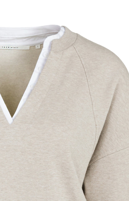 YAYA V-neck Sweatshirt Grey Melange