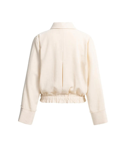 YAYA Linen Blouse Jacket-Cloud Creme White
