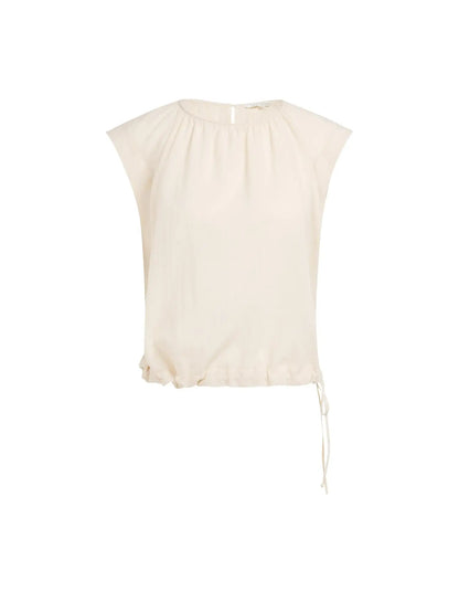 YAYA Sleeveless Top Pleated Neck Detail