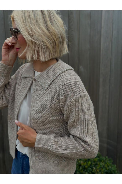 French Connection Neutral Kitty Pearl Cardigan