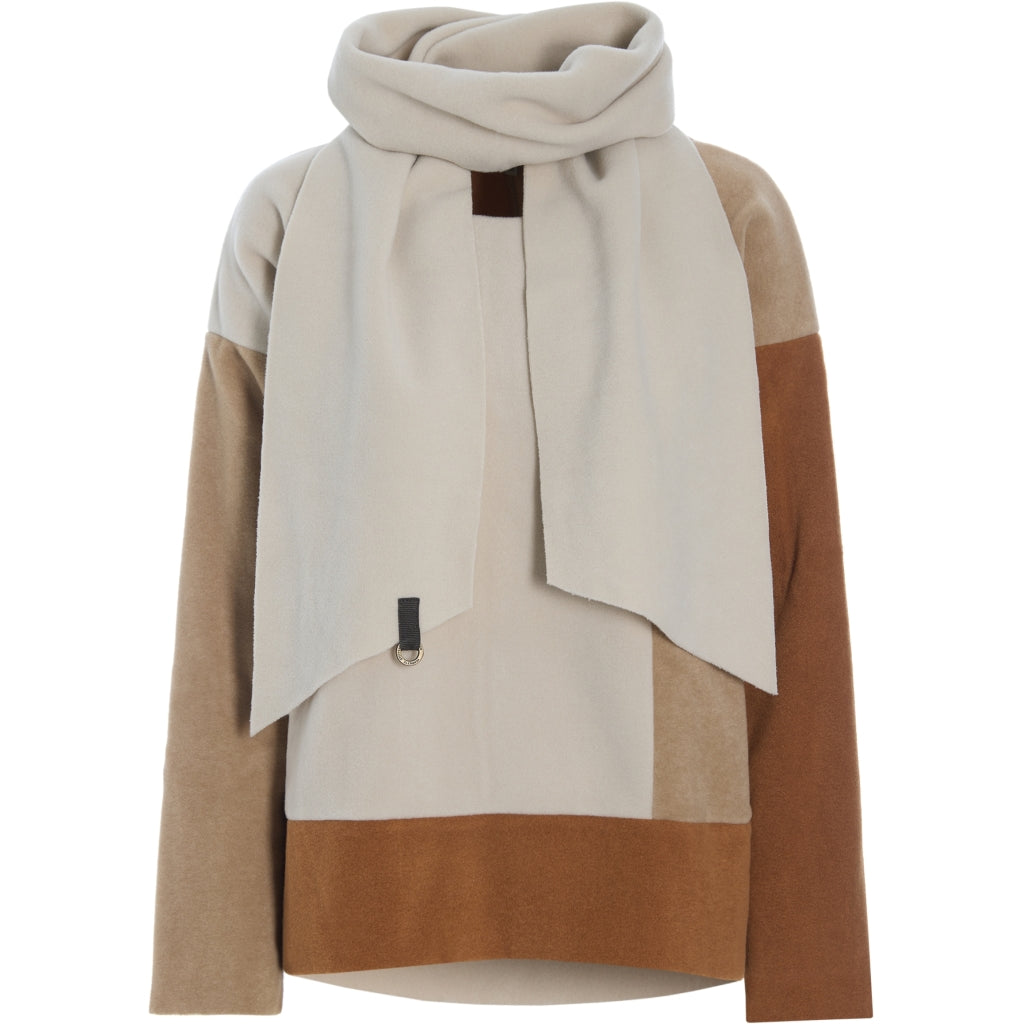 Henriette Steffensen Blouse Patch W Scarf 1412 Camel/Kit/Rust