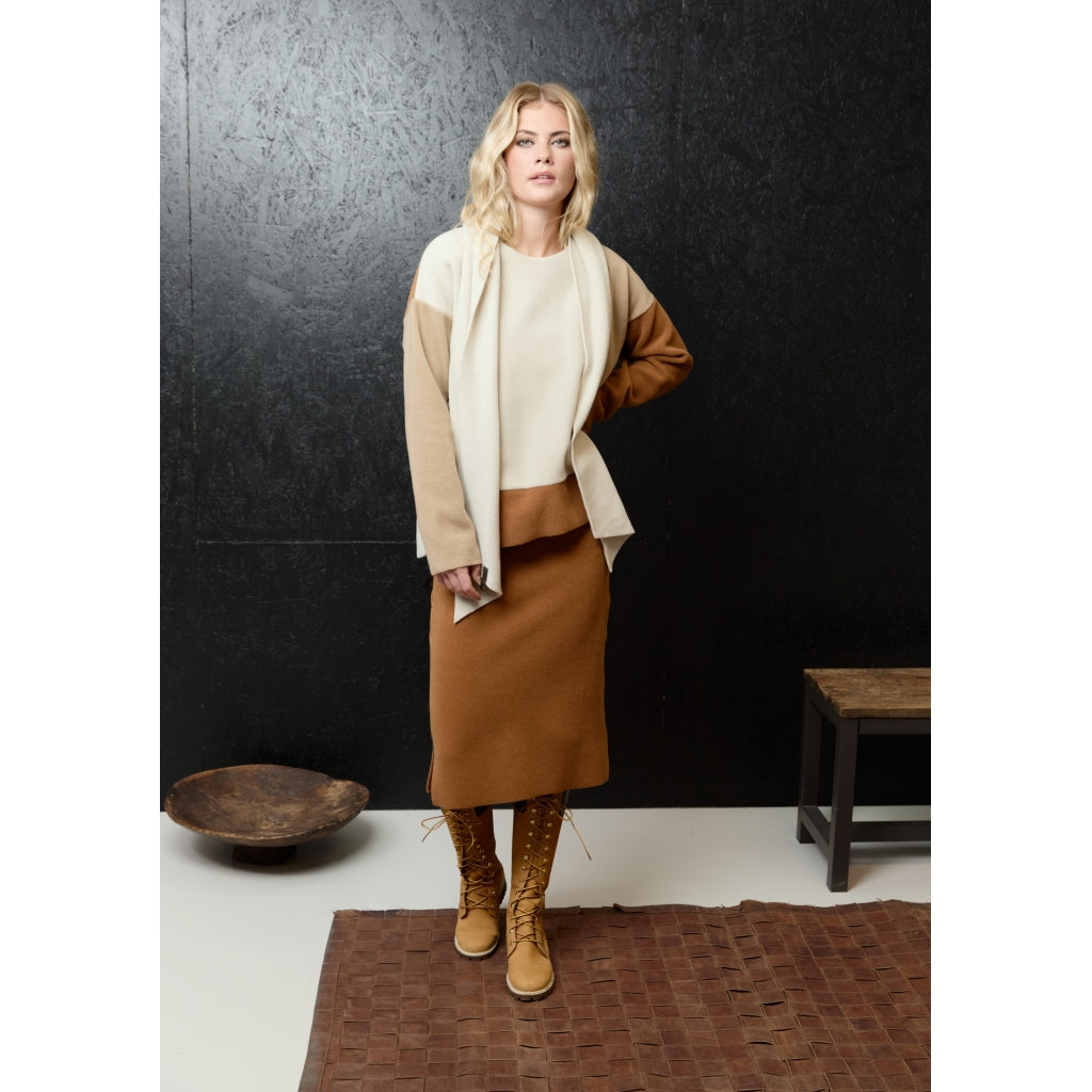Henriette Steffensen Blouse Patch W Scarf 1412 Camel/Kit/Rust