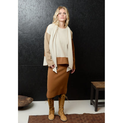 Henriette Steffensen Blouse Patch W Scarf 1412 Camel/Kit/Rust