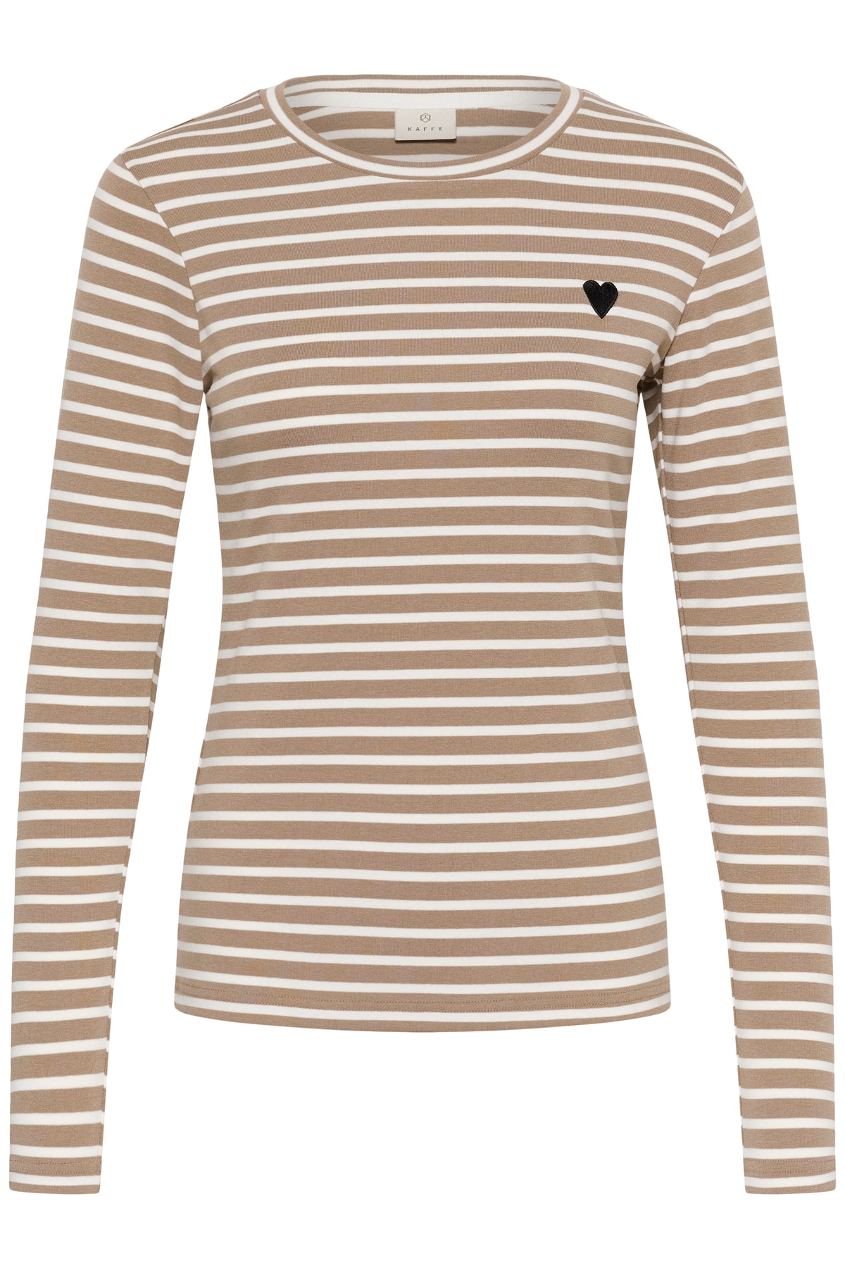 Kaffe Liddy T-Shirt Top Desert Taupe / Chalk-Black Heart