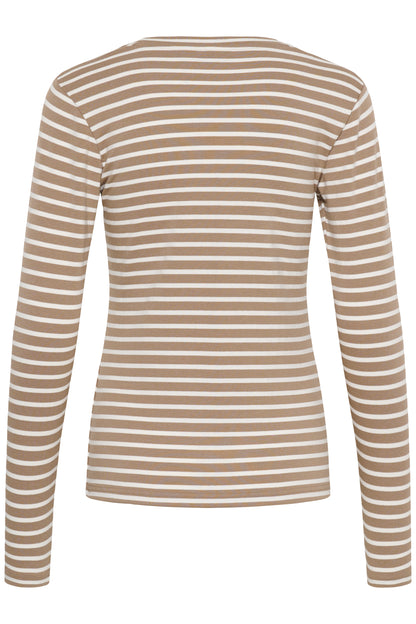 Kaffe Liddy T-Shirt Top Desert Taupe / Chalk-Black Heart