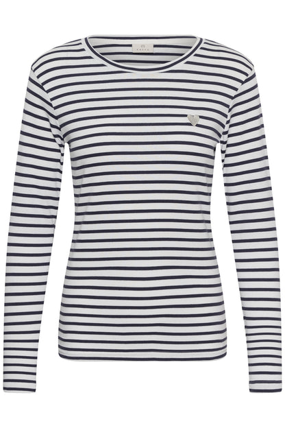Kaffe Liddy T-Shirt Top Chalk / Graphite-Blue Heart