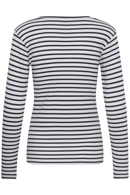 Kaffe Liddy T-Shirt Top Chalk / Graphite-Blue Heart