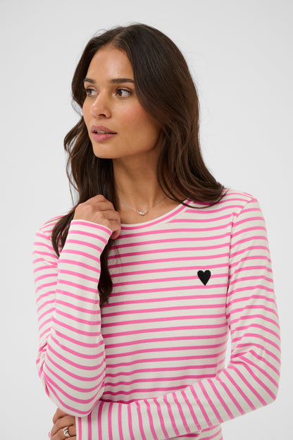 Kaffe Liddy T-Shirt Chalk/Pink Power
