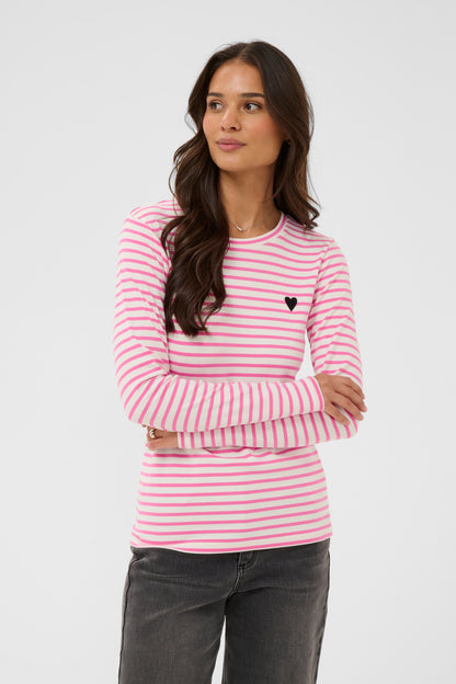 Kaffe Liddy T-Shirt Chalk/Pink Power