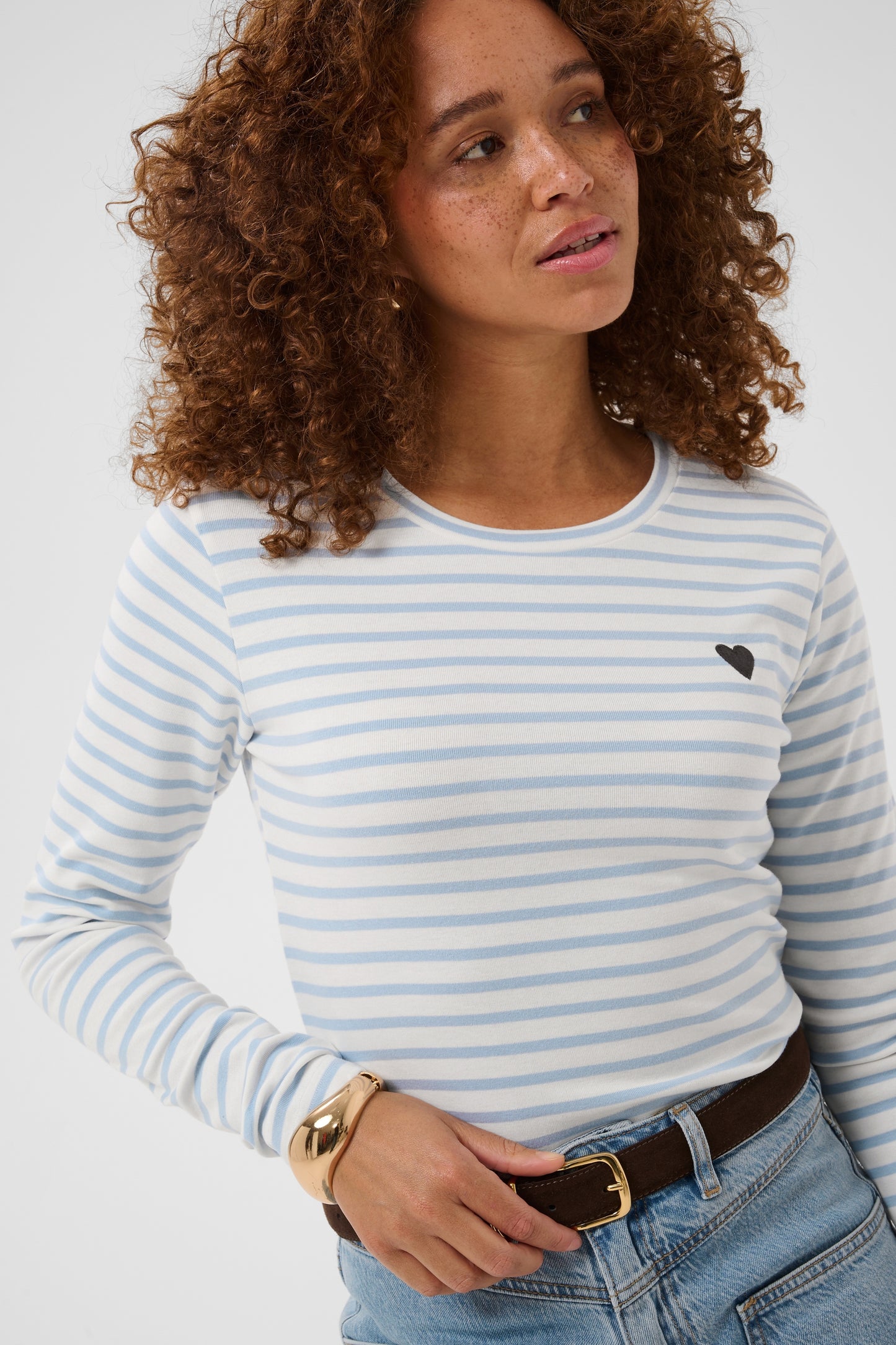 Kaffe Liddy T-Shirt Chalk/Blue-Fog