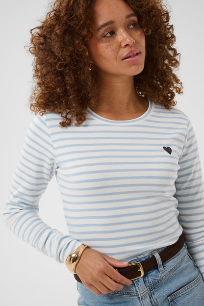 Kaffe Liddy T-Shirt Chalk/Blue-Fog