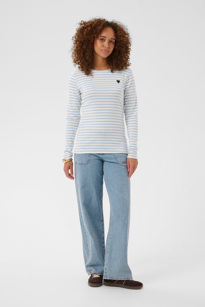Kaffe Liddy T-Shirt Chalk/Blue-Fog