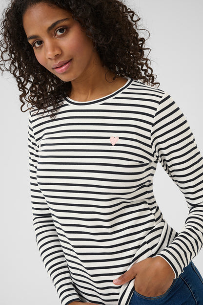 Kaffe Liddy T-Shirt Chalk/Midnight Marine