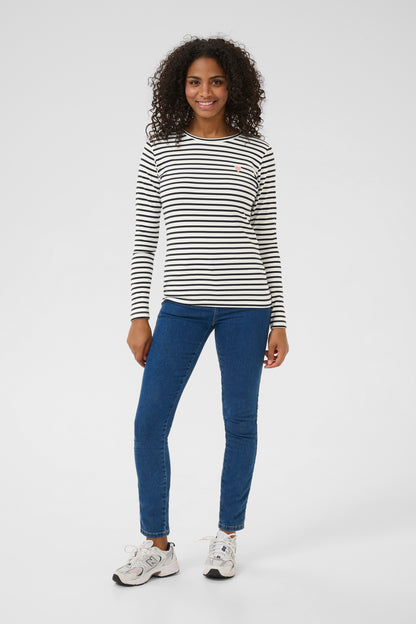 Kaffe Liddy T-Shirt Chalk/Midnight Marine